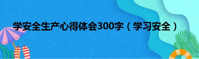 学安全生产心得体会300字（学习安全）