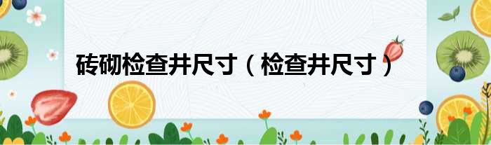 砖砌检查井尺寸（检查井尺寸）