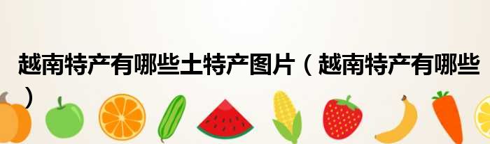 越南特产有哪些土特产图片（越南特产有哪些）