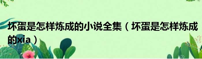 坏蛋是怎样炼成的小说全集（坏蛋是怎样炼成的xia）