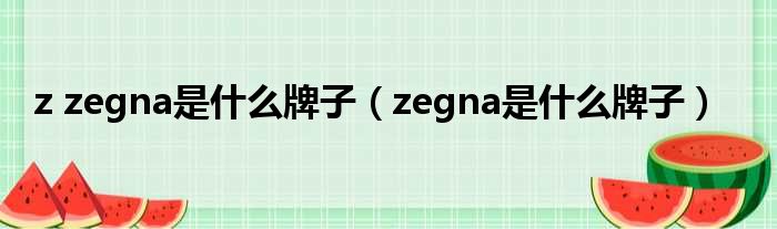 z zegna是什么牌子（zegna是什么牌子）
