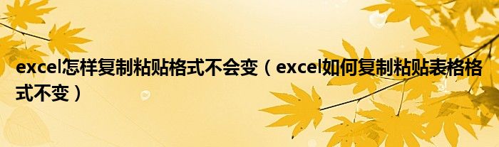 excel怎样复制粘贴格式不会变（excel如何复制粘贴表格格式不变）