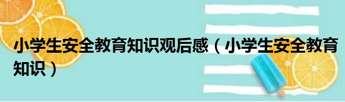 小学生安全教育知识观后感（小学生安全教育知识）