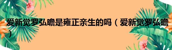 爱新觉罗弘曕是雍正亲生的吗（爱新觉罗弘曕）