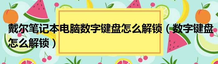 戴尔笔记本电脑数字键盘怎么解锁（数字键盘怎么解锁）