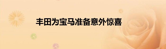 丰田为宝马准备意外惊喜