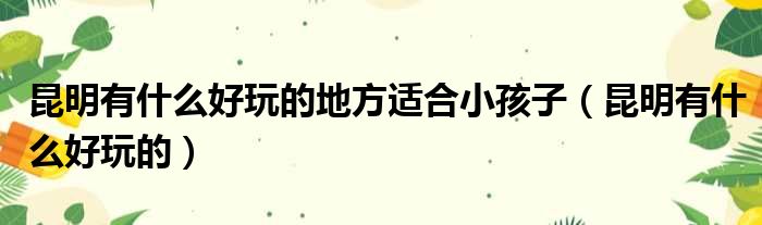 昆明有什么好玩的地方适合小孩子（昆明有什么好玩的）