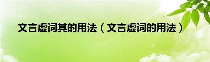 文言虚词其的用法（文言虚词的用法）