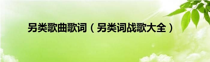 另类歌曲歌词（另类词战歌大全）