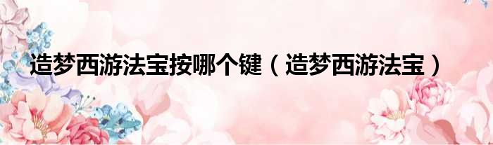 造梦西游法宝按哪个键（造梦西游法宝）