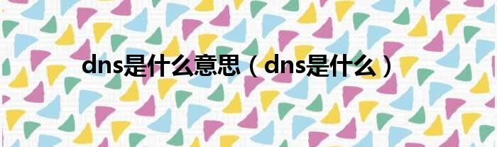 dns是什么意思（dns是什么）