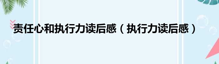 责任心和执行力读后感（执行力读后感）