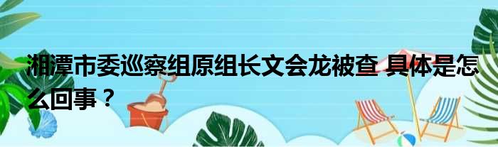 湘潭市委巡察组原组长文会龙被查 具体是怎么回事？