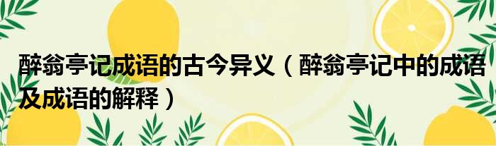 醉翁亭记成语的古今异义（醉翁亭记中的成语及成语的解释）
