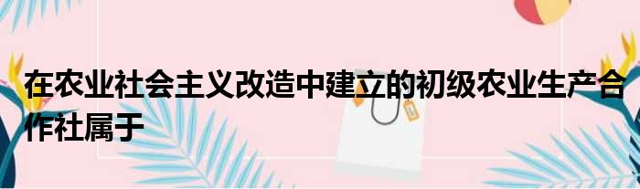 在农业社会主义改造中建立的初级农业生产合作社属于