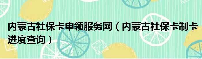 内蒙古社保卡申领服务网（内蒙古社保卡制卡进度查询）
