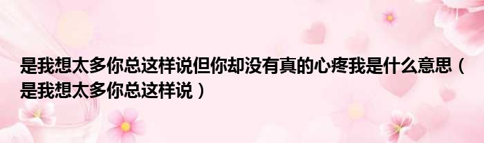 是我想太多你总这样说但你却没有真的心疼我是什么意思（是我想太多你总这样说）