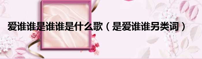 爱谁谁是谁谁是什么歌（是爱谁谁另类词）