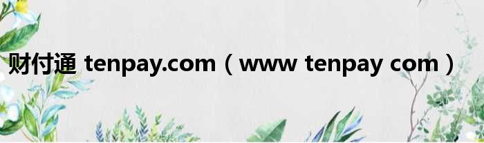 财付通 tenpay.com（www tenpay com）