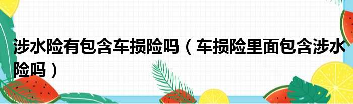 涉水险有包含车损险吗（车损险里面包含涉水险吗）