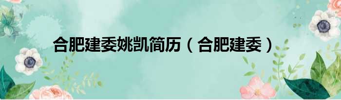 合肥建委姚凯简历（合肥建委）