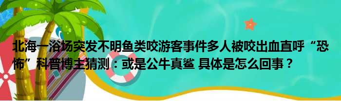 北海一浴场突发不明鱼类咬游客事件多人被咬出血直呼“恐怖”科普博主猜测：或是公牛真鲨 具体是怎么回事？