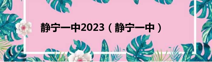 静宁一中2023（静宁一中）