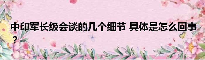 中印军长级会谈的几个细节 具体是怎么回事？