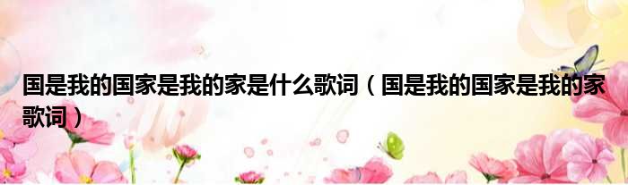 国是我的国家是我的家是什么歌词（国是我的国家是我的家歌词）