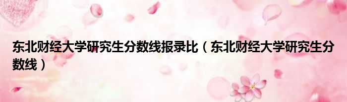东北财经大学研究生分数线报录比（东北财经大学研究生分数线）