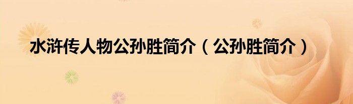 水浒传人物公孙胜简介（公孙胜简介）