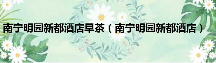南宁明园新都酒店早茶（南宁明园新都酒店）