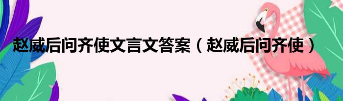 赵威后问齐使文言文答案（赵威后问齐使）