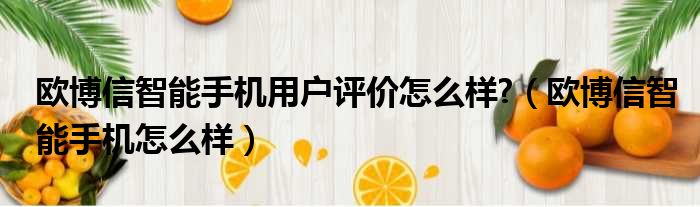 欧博信智能手机用户评价怎么样?（欧博信智能手机怎么样）