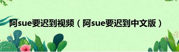 阿sue要迟到视频（阿sue要迟到中文版）