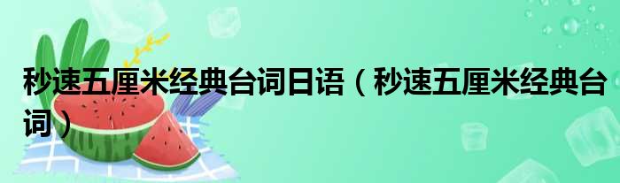 秒速五厘米经典台词日语（秒速五厘米经典台词）