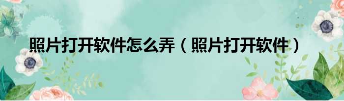 照片打开软件怎么弄（照片打开软件）