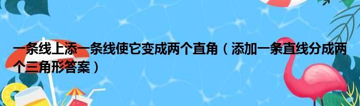 一条线上添一条线使它变成两个直角（添加一条直线分成两个三角形答案）