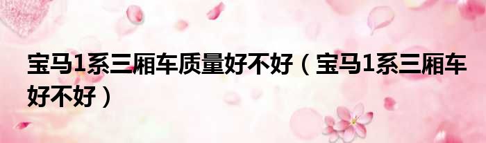 宝马1系三厢车质量好不好（宝马1系三厢车好不好）