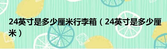 24英寸是多少厘米行李箱（24英寸是多少厘米）