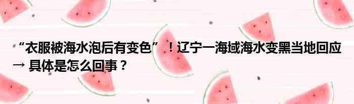 “衣服被海水泡后有变色”！辽宁一海域海水变黑当地回应→ 具体是怎么回事？