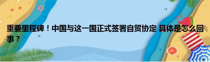 重要里程碑！中国与这一国正式签署自贸协定 具体是怎么回事？