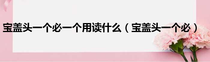 宝盖头一个必一个用读什么（宝盖头一个必）