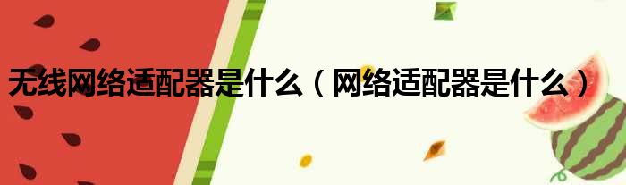 无线网络适配器是什么（网络适配器是什么）