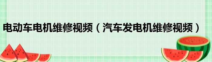 电动车电机维修视频（汽车发电机维修视频）