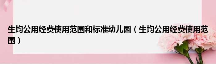 生均公用经费使用范围和标准幼儿园（生均公用经费使用范围）