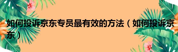 如何投诉京东专员最有效的方法（如何投诉京东）