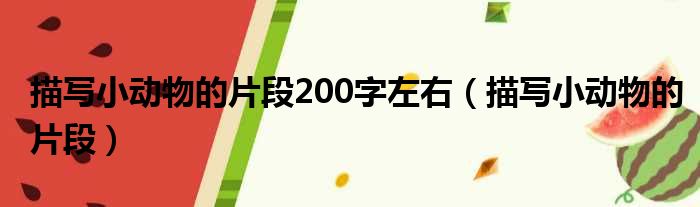 描写小动物的片段200字左右（描写小动物的片段）