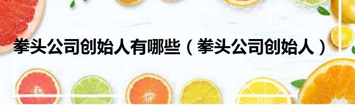 拳头公司创始人有哪些（拳头公司创始人）