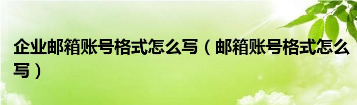 企业邮箱账号格式怎么写（邮箱账号格式怎么写）